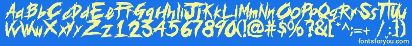 histeria Font – Yellow Fonts on Blue Background