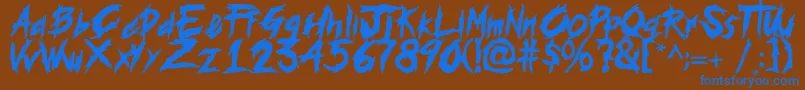 histeria Font – Blue Fonts on Brown Background