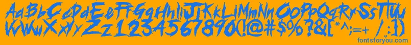 histeria Font – Blue Fonts on Orange Background