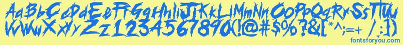 histeria Font – Blue Fonts on Yellow Background