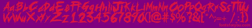 histeria Font – Red Fonts on Purple Background