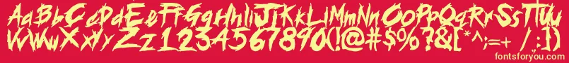 histeria Font – Yellow Fonts on Red Background