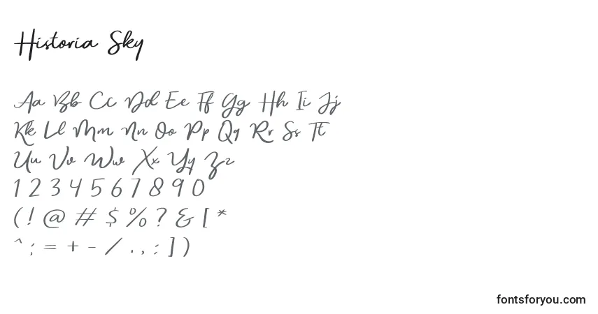Шрифт Historia Sky – алфавит, цифры, специальные символы