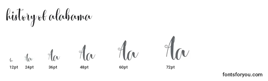 History of alabama Font Sizes