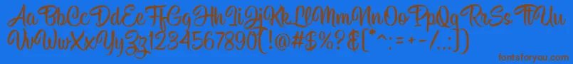 Hisyam Script v1 Font – Brown Fonts on Blue Background