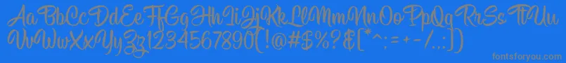 Hisyam Script v1-Schriftart – Graue Schriften auf blauem Hintergrund