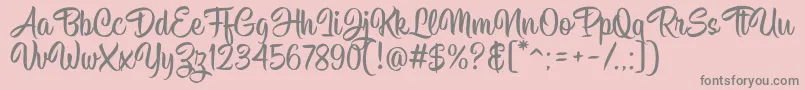 フォントHisyam Script v1 – ピンクの背景に灰色の文字