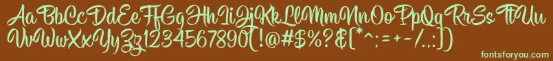 Hisyam Script v1 Font – Green Fonts on Brown Background
