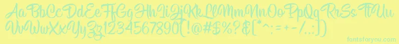 Czcionka Hisyam Script v1 – zielone czcionki na żółtym tle