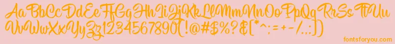 Czcionka Hisyam Script v1 – pomarańczowe czcionki na różowym tle