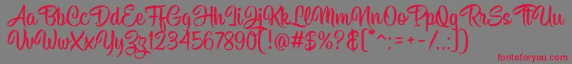 フォントHisyam Script v1 – 赤い文字の灰色の背景