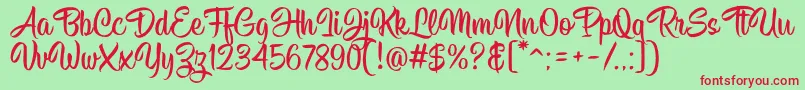 フォントHisyam Script v1 – 赤い文字の緑の背景