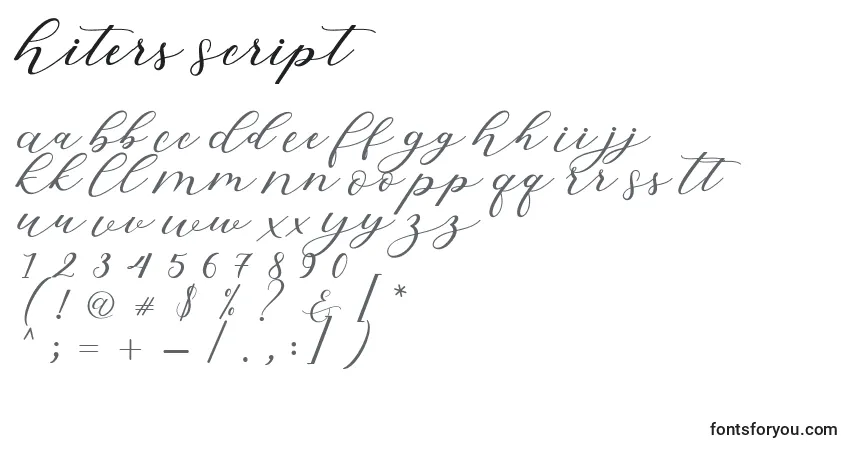 Hiters Script-fontti – aakkoset, numerot, erikoismerkit
