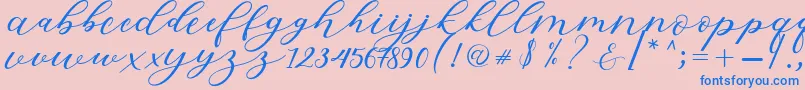 Hiters Script Font – Blue Fonts on Pink Background