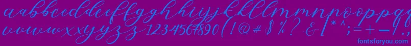 Hiters Script Font – Blue Fonts on Purple Background