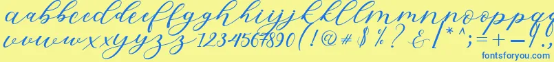 Hiters Script Font – Blue Fonts on Yellow Background