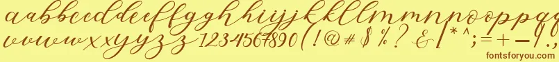 Hiters Script Font – Brown Fonts on Yellow Background