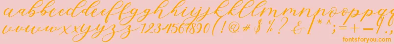 Hiters Script-Schriftart – Orangefarbene Schriften auf rosa Hintergrund