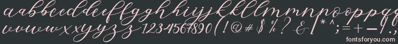 Hiters Script-fontti – vaaleanpunaiset fontit mustalla taustalla