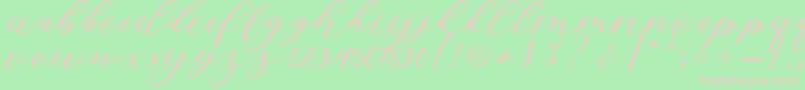 Hiters Script-fontti – vaaleanpunaiset fontit vihreällä taustalla