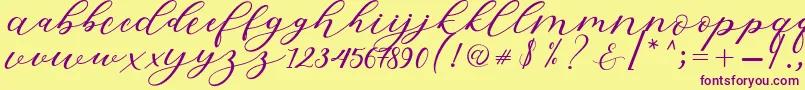 Hiters Script Font – Purple Fonts on Yellow Background