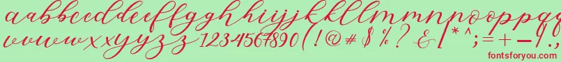 Hiters Script Font – Red Fonts on Green Background