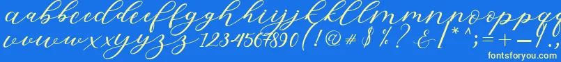 Hiters Script Font – Yellow Fonts on Blue Background