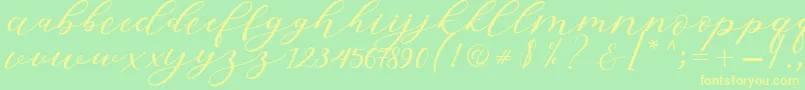 Hiters Script Font – Yellow Fonts on Green Background