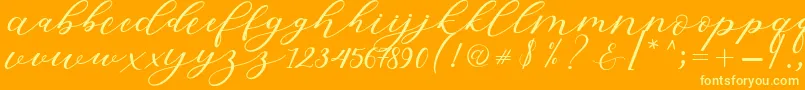 Hiters Script Font – Yellow Fonts on Orange Background