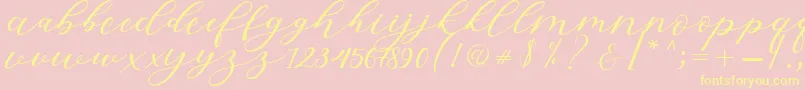 Hiters Script Font – Yellow Fonts on Pink Background