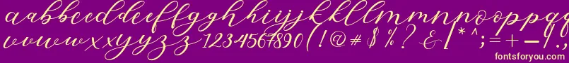 Hiters Script Font – Yellow Fonts on Purple Background