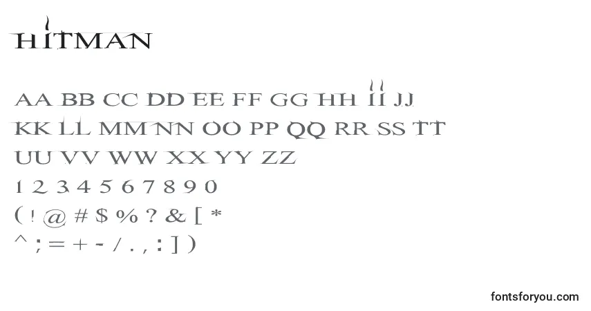 Schriftart Hitman (129728) – Alphabet, Zahlen, spezielle Symbole