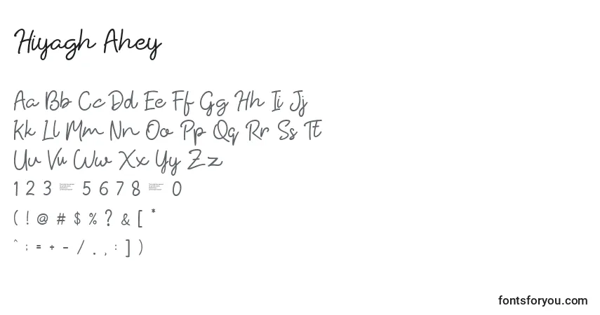 Schriftart Hiyagh Ahey – Alphabet, Zahlen, spezielle Symbole