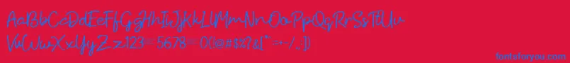 フォントHiyagh Ahey – 赤い背景に青い文字