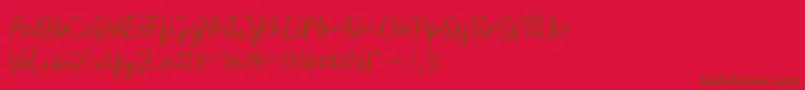 Hiyagh Ahey-Schriftart – Braune Schriften auf rotem Hintergrund