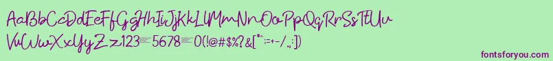 Шрифт Hiyagh Ahey – фиолетовые шрифты на зелёном фоне