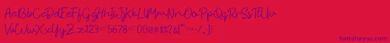 Hiyagh Ahey-Schriftart – Violette Schriften auf rotem Hintergrund