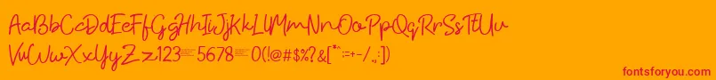 フォントHiyagh Ahey – オレンジの背景に赤い文字