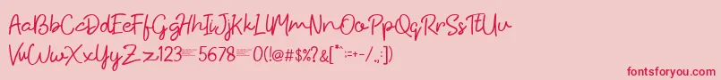 Hiyagh Ahey-Schriftart – Rote Schriften auf rosa Hintergrund