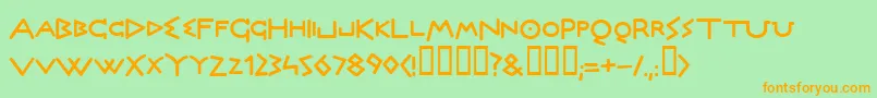 OlympusBold-Schriftart – Orangefarbene Schriften auf grünem Hintergrund