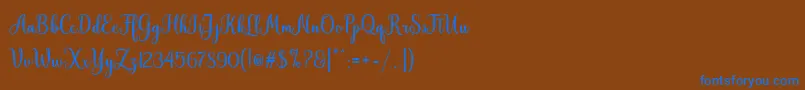 Шрифт Hiyida Script Demo – синие шрифты на коричневом фоне