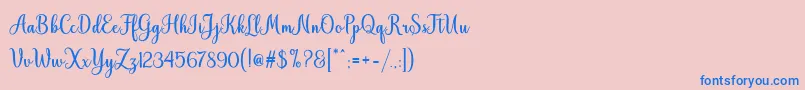 Шрифт Hiyida Script Demo – синие шрифты на розовом фоне