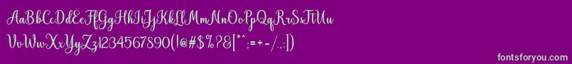Czcionka Hiyida Script Demo – zielone czcionki na fioletowym tle