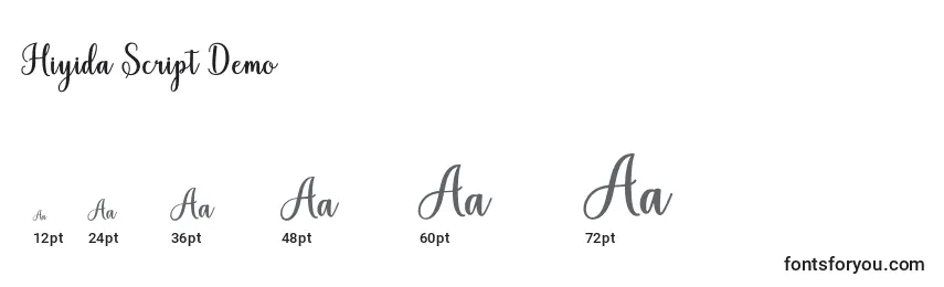 Hiyida Script Demo Font Sizes