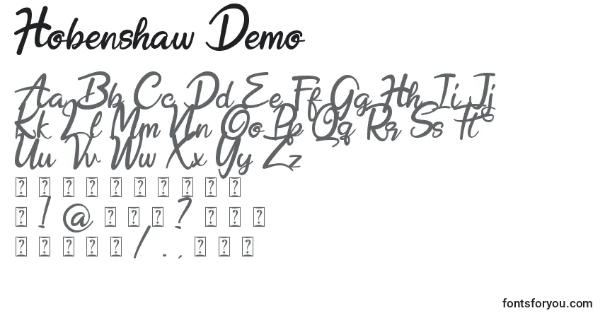 Schriftart Hobenshaw Demo – Alphabet, Zahlen, spezielle Symbole