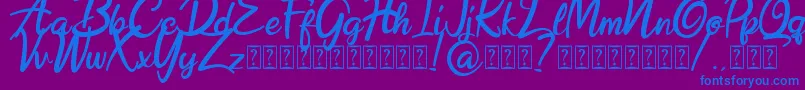 Hobenshaw Demo Font – Blue Fonts on Purple Background