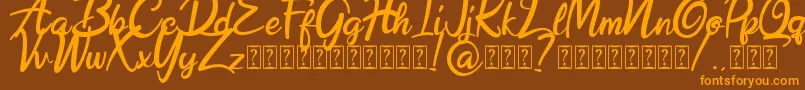 Hobenshaw Demo-Schriftart – Orangefarbene Schriften auf braunem Hintergrund