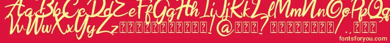 Hobenshaw Demo Font – Yellow Fonts on Red Background