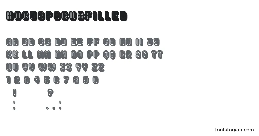 HocusPocusFilled-fontti – aakkoset, numerot, erikoismerkit
