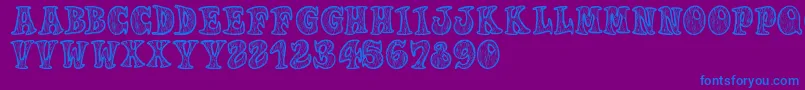 Woodys Font – Blue Fonts on Purple Background